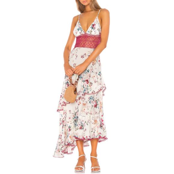 Charo Ruiz NEW Noa Crocheted Lace Floral Cotton Voile Asymmetrical Dress Large - Picture 1 of 13